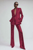 Pink 2-Piece Notched Lapel Women Prom Suits With Sequins