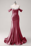 Glitter Blush Mermaid Cold Shoulder Beaded Long Prom Dress