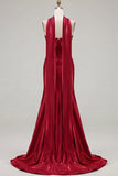 Mermaid Blue Corset Sweetheart Convertible Satin Long Prom Dress with Streamer