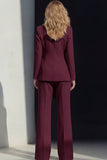 Pink Slim Fit Peaked Lapel 2 Piece Women Suits