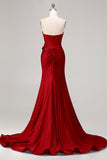 Royal Blue Mermaid Sweetheart Beaded Corset 3D Flower Long Prom Dress with Slit