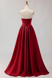 Golden A Line Corset Sweetheart Long Prom Dress