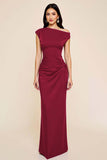 Plum Mermaid Ruched One Shoulder Long Formal Dress