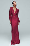 Sparkly Gold Long Sleeve Sheath Evening Dress