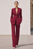 Lilac 2-Piece Peak Lapel Business Suit with Belt