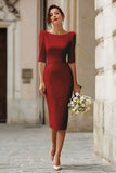 Half Sleeve Ivory Bodycon Midi Engagement Dress
