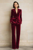 Velvet Peak Lapel Purple 2 Piece Slim Fit Women Suits