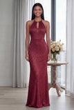 Halter Sky Blue Cut Out Mermaid Evening Dress