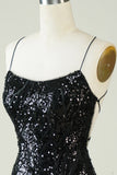 Strapless Bodycon Sequin Little Black Dress
