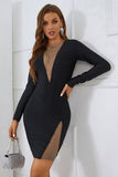 Fashion Sheath Jewel Little Black Dress with Long Sleeves