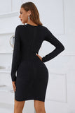 Fashion Sheath Jewel Little Black Dress with Long Sleeves