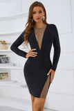 Fashion Sheath Jewel Little Black Dress with Long Sleeves