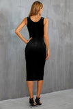 Velvet Bodycon Little Black Dress with Slit