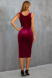Velvet Bodycon Little Black Dress with Slit