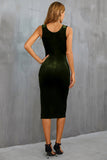 Velvet Bodycon Little Black Dress with Slit