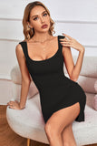 Sheath Square Neck Open Back Little Black Dress