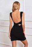 Sheath Square Neck Open Back Little Black Dress