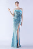 Black Sheath Sequin Formal Dress with Feather