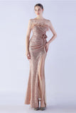 Black Sheath Sequin Formal Dress with Feather