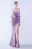 Black Sheath Sequin Formal Dress with Feather