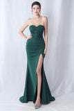Black Mermaid Strapless Long Formal Dress with Slit