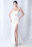 Black Mermaid Strapless Long Formal Dress with Slit