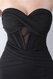 Black Mermaid Strapless Long Formal Dress with Slit
