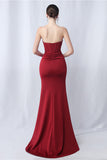 Black Mermaid Strapless Long Formal Dress with Slit