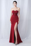 Black Mermaid Strapless Long Formal Dress with Slit
