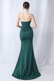Black Mermaid Strapless Long Formal Dress with Slit