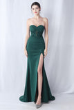 Black Mermaid Strapless Long Formal Dress with Slit