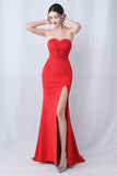 Black Mermaid Strapless Long Formal Dress with Slit