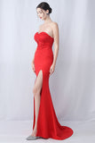 Black Mermaid Strapless Long Formal Dress with Slit