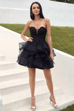Cute Strapless Tulle Little Black Dress