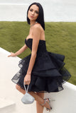 Cute Strapless Tulle Little Black Dress