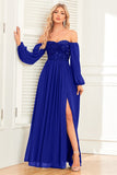 A-Line Dark Green Sequins Formal Dress with Sleeves
