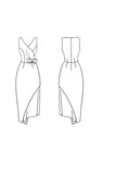 Black V Neck Bodycon Satin Beaded Midi Formal Dress