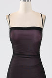 Sheath Black Red Spaghetti Straps Bridesmaid Dress With Elasticity