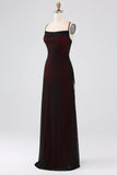 Sheath Black Red Spaghetti Straps Bridesmaid Dress With Elasticity