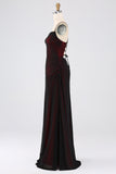 Sheath Black Red Spaghetti Straps Bridesmaid Dress With Elasticity