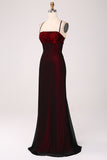 Black Red Spaghetti Straps Formal Dress with Lace up Back