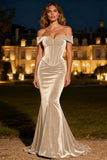 Black Off the Shoulder Mermaid Velvet Formal Dress