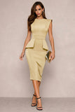 Pencil Navy Midi Work Dress With Slit