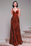 Burgundy Velvet Spaghetti Straps Holiday Party Dress with Pleats