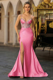 Sparkly Mermaid Satin Corset Dusty Blue Prom Dress