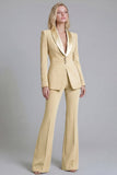 Shawl Lapel 2 Piece Grey Green Slim Fit Women Suits