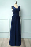 Burgundy V Neck Lace A Line Long Formal Dress