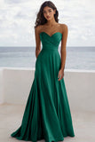 Strapless A Line Ruched Burgundy Formal Dress