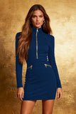 Long Sleeve Bodycon Nigh Neck Little Black Dress