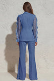 2 Piece Ruffled Notched Lapel White Women's Suit